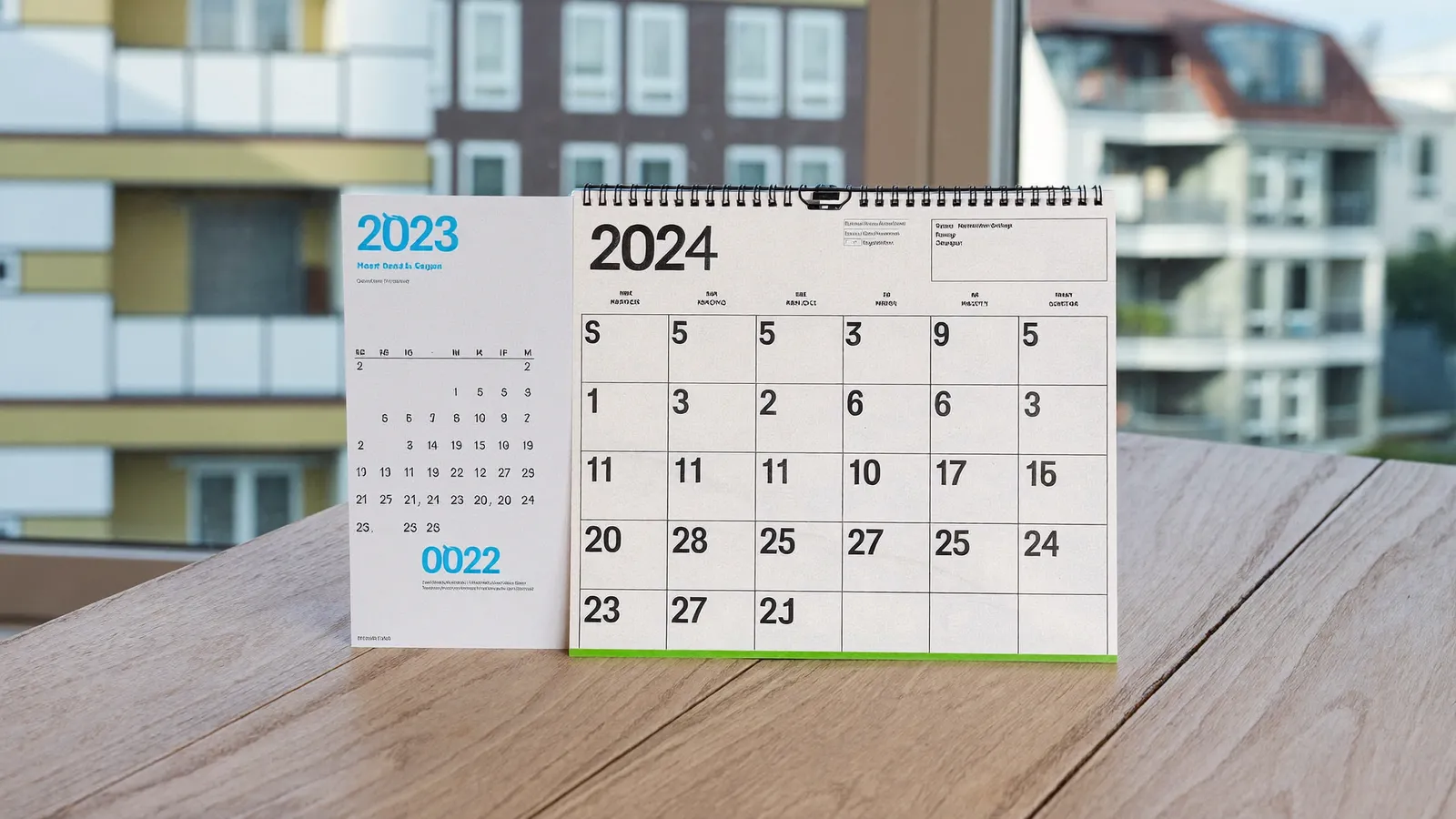 Calendrier 2026 posé près d'un rapport de DPE devant une copropriété de Cergy
